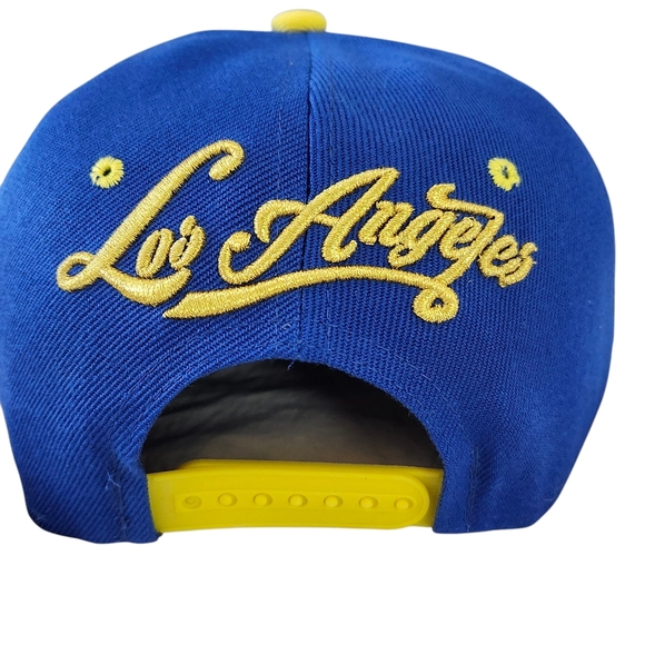 Men's Los Angeles Snapback Hat – Blue & Yellow Premium Cap with Football Graphic - Picture 8 of 11